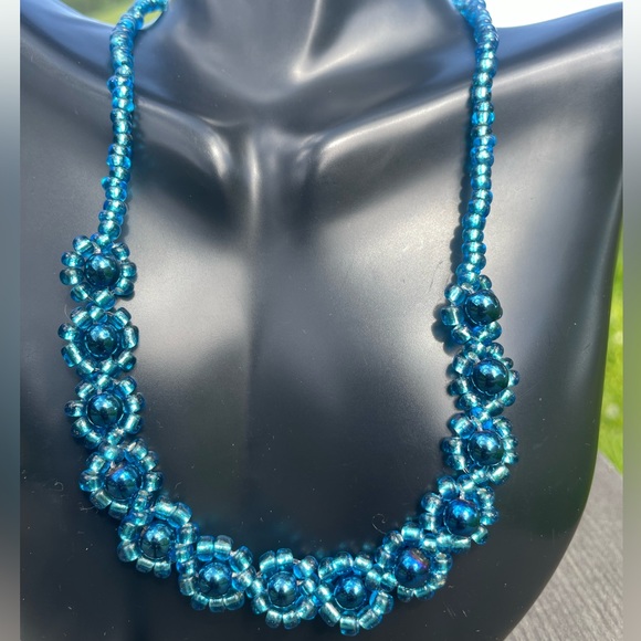 Light blue hematite choker necklace set - Picture 2 of 7